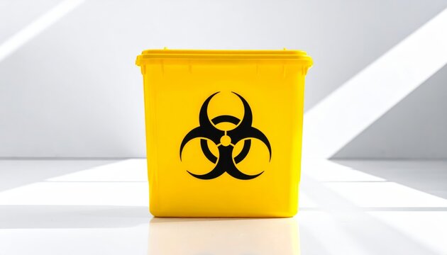 Yellow Biohazard Waste Container With Symbol
