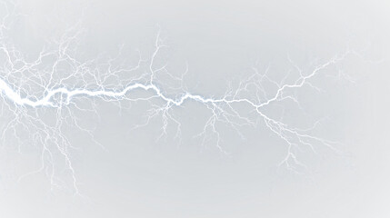 Blue and white lightning bolt with electric discharge isolated on transparent background creating a striking visual effect during stormy weather conditions, light overlay, PNG © Liubov