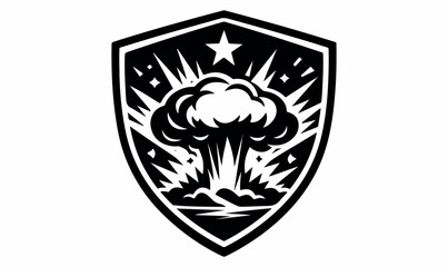 Fototapeta premium Explosion Shield Emblem Star Power Vector Design