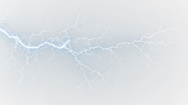Blue and white lightning bolt isolated on transparent background with bright blue color and sharp edges showing energy and power in a dynamic form, light overlay, PNG