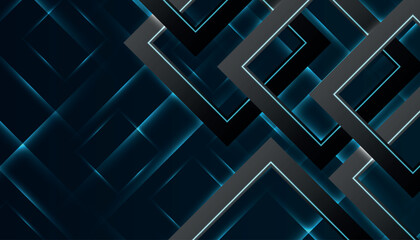 Fototapeta premium Abstract techno background with overlapping square light lines. Futuristic design with moving light effects and modern geometric layers. Vector illustration eps. 3
