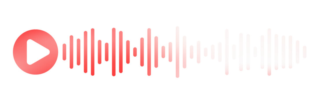 Sound wave decibel audio records simple voice message icon isolated on white background. Podcast player, music track