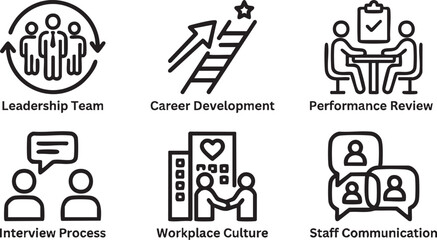 Fototapeta premium Leadership Training and Team Development Line Icons