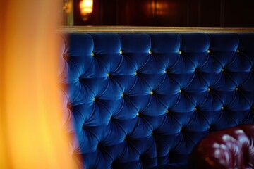 Fototapeta premium Luxurious Blue Velvet Tufted Headboard