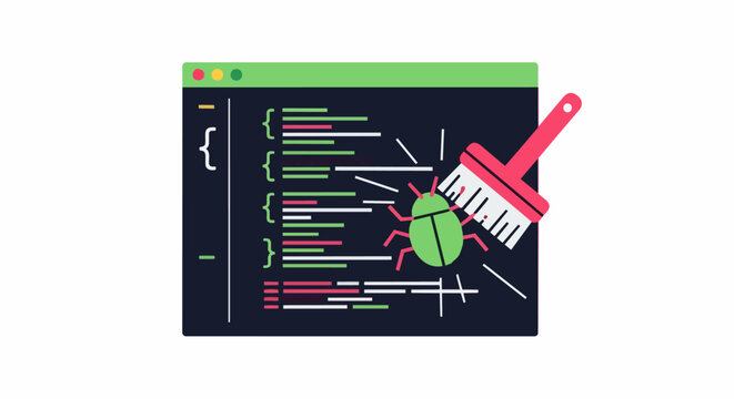 Software Debugging and Code Optimization Vector Illustration Representing Error Removal