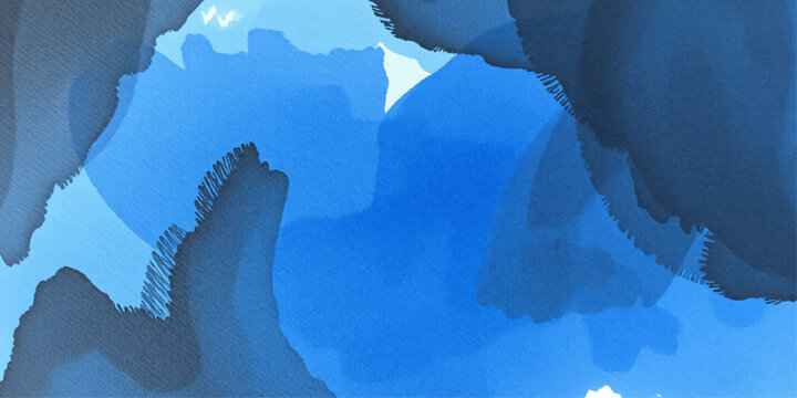 An abstract blue background with ice features a watercolor texture reminiscent of an underwater ocean wave and a grunge earth map painting