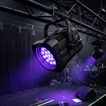 Premium ultraviolet blacklight fixture designed for entertainment stage lighting with deep rich housing unit equipment