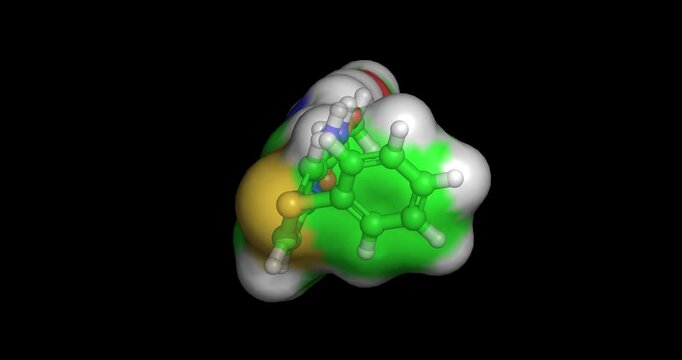 Fenbendazole, benzimidazole antheminthic drug/parasitic blocker, 3D molecule spinning, 4K