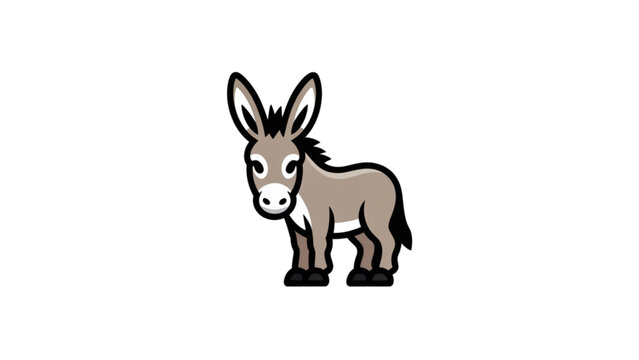 Cute cartoon donkey standing with simple line art style Vector