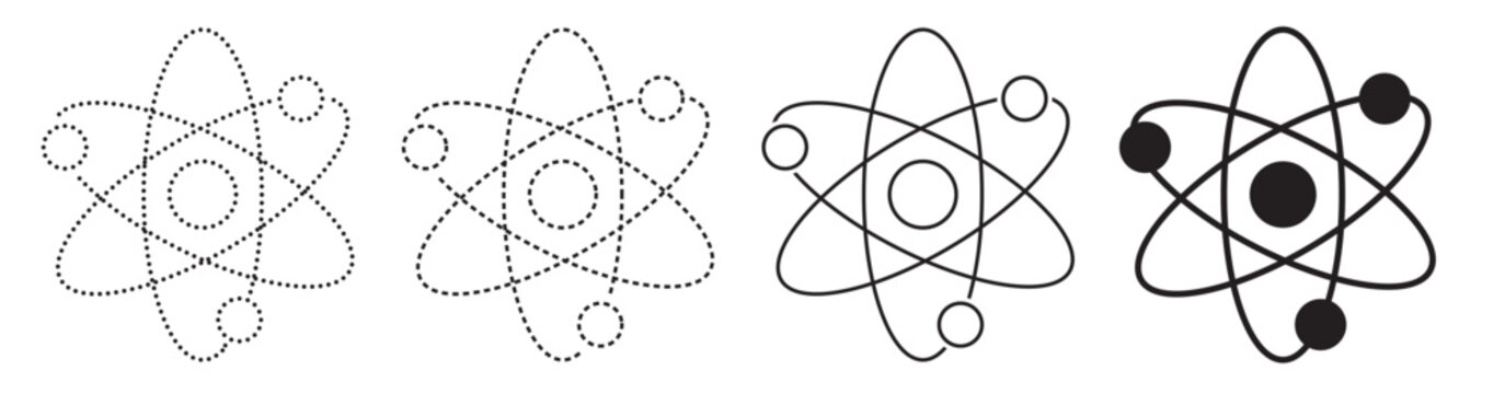 Progression of atomic models showing electrons orbiting nucleus with electron chemistry illustration research discovery technology education knowledge