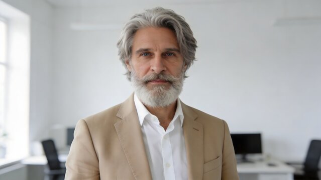 Man with gray hair in a suit