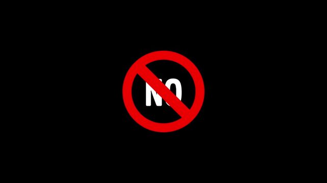 Stop sign red icon. Warning or no entry forbidden circle and line symbol on a dark background. 4K. Stop sign red icon.