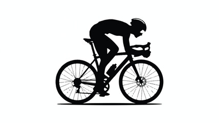 Naklejka premium Cyclist riding a road bike in a racing position with position, equipment