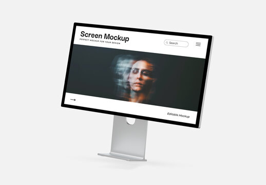 Computer Monitor Screen Mockup on White Background