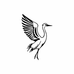 Naklejka premium Elegant Minimalist Crane Bird Line Art Vector Logo Design with Modern Wildlife Silhouette Illustration