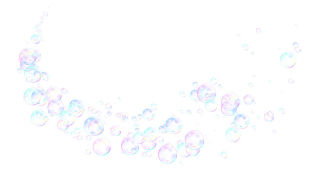 soap bubbles wave trail isolated on transparent background, png curve foam bubbles cosmetics and beauty overlay design element
