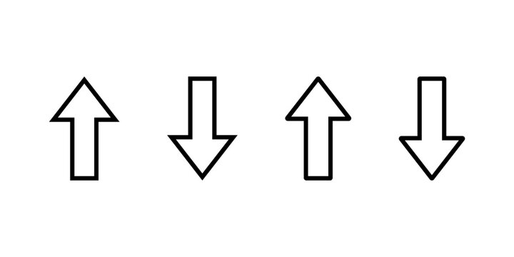 Up and down arrow outline icon. Upward and downward symbol. Vertical arrows direction sign