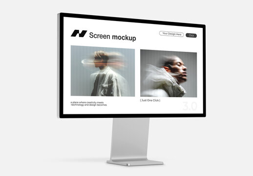 Modern Desktop Computer Monitor Display Mockup Isolated on White Background