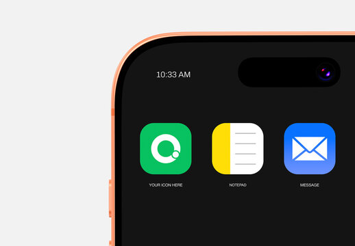 Modern Mobile App Icon Mockup with Smartphone Screen UI
