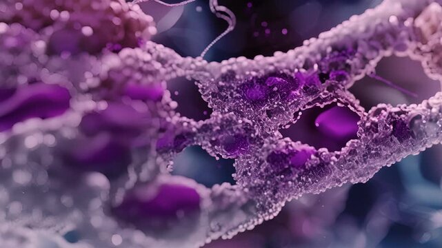 A closeup of a single thyroid cell displaying its intricate network of rough endoplasmic responsible for producing hormones.