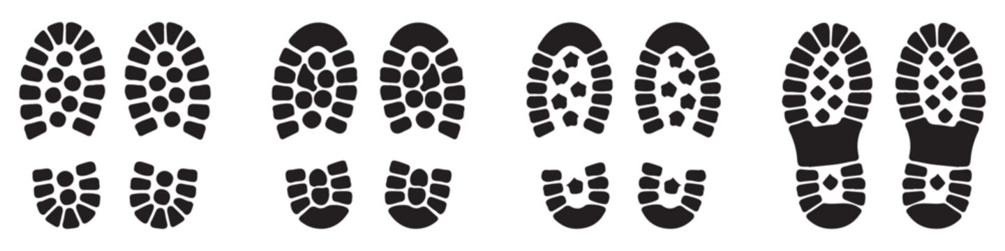 Footprint mark icon for trail direction walking and movement concept vector illustration