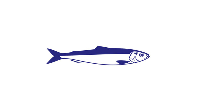 Blue Fish Side View Illustration.