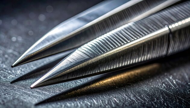 Surgical Scalpels with Sharp Reflective Blades Close Up