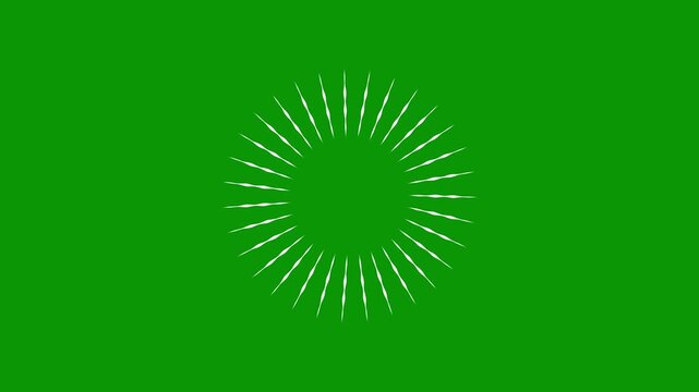 Line blast circle highlight motion graphics with fast movement of modern fireworks explosion using circle burst geometric patterns a green background in a smooth and detailed 4k loop.