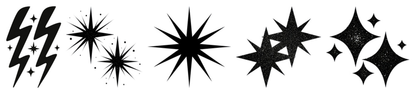 PNG Retro starburst lightning sparkles on transparent background