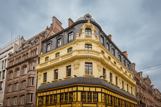 Elegant Historic European Corner Building with Classic Architecture and Ornate Facade. Urban Cityscape Travel and Heritage Landmark