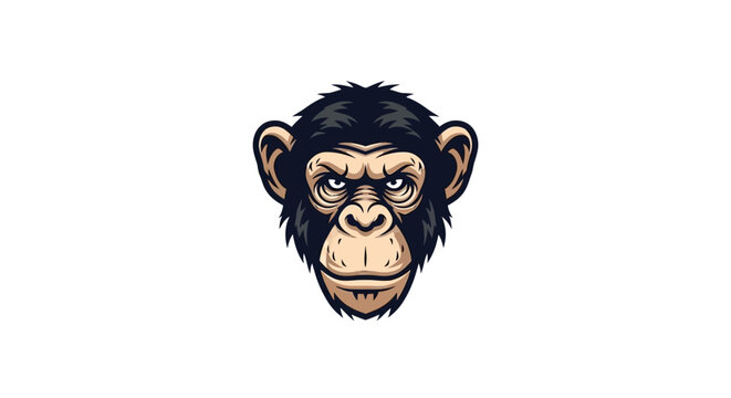 Cartoon chimpanzee monkey face closeup.