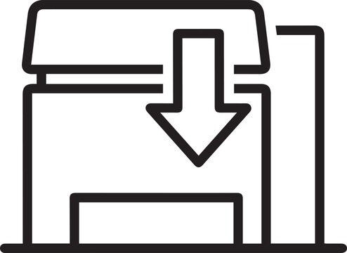 Vector illustration of a printer with a download icon on a transparent background