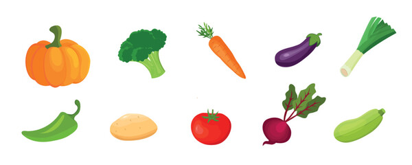 Fototapeta premium vegetables collection, isolated elements, vector design