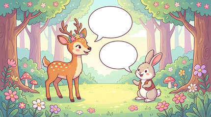 Naklejka premium Cute Forest Animal Conversation Poster Part 1.