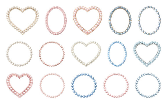 PNG Elegant pearl frame collection on transparent background