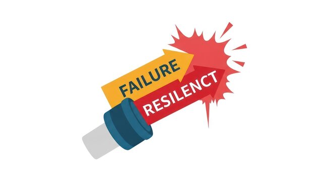 Overcoming failure with resilience concept.