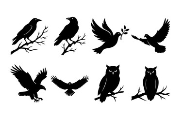 Fototapeta premium Set of Bird Silhouette Illustration. Vector Set
