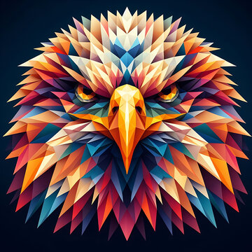 Polygonal Eagle face multicolor