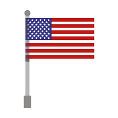Fototapeta premium United States flag with pole