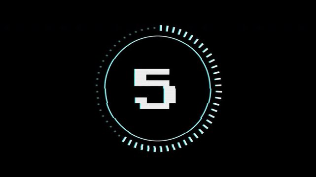 Futuristic Pixel Art Digital Countdown Timer Animation 10 to 1 4k video