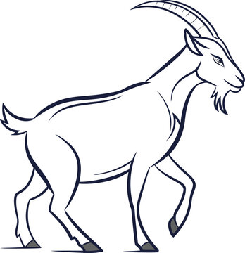 Print Creative Goat Head Vector Icon with Modern Minimal Geometric Mascot Design