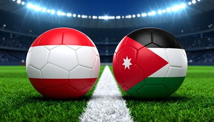 Naklejka premium Austria vs Jordan Football World Cup 2026 group match concept
