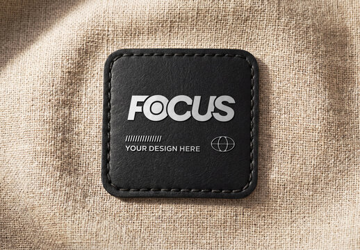 Leather Patch Logo Mockup on Fabric Texture