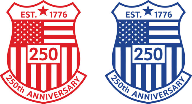 4th of july independence day 250 years anniversary crests patriotic american symbols