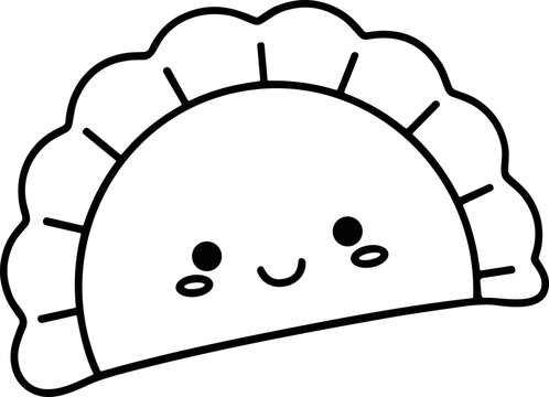 Cute Dumpling Character with Smiling Face, Kawaii Food Illustration, Vector Art