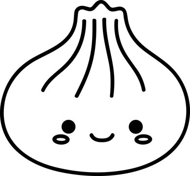 Cute Steamed Bun Character with Happy Face - Kawaii Food Illustration