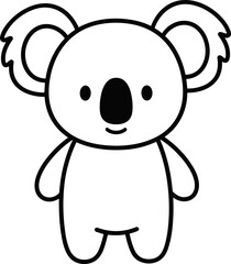 Cute koala illustration, simple cartoon drawing, black and white outline, friendly animal character © Brian