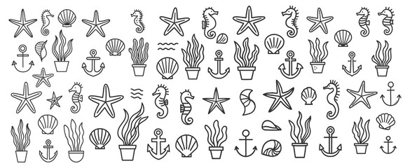 Extensive Collection of Hand Drawn Marine Life and Nautical Nautical Symbols © 99VectorS