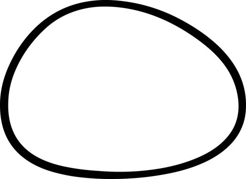 Black abstract irregular oval shape outline on white background