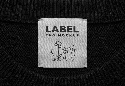 Close-Up Fabric Label Tag PSD Mockup
